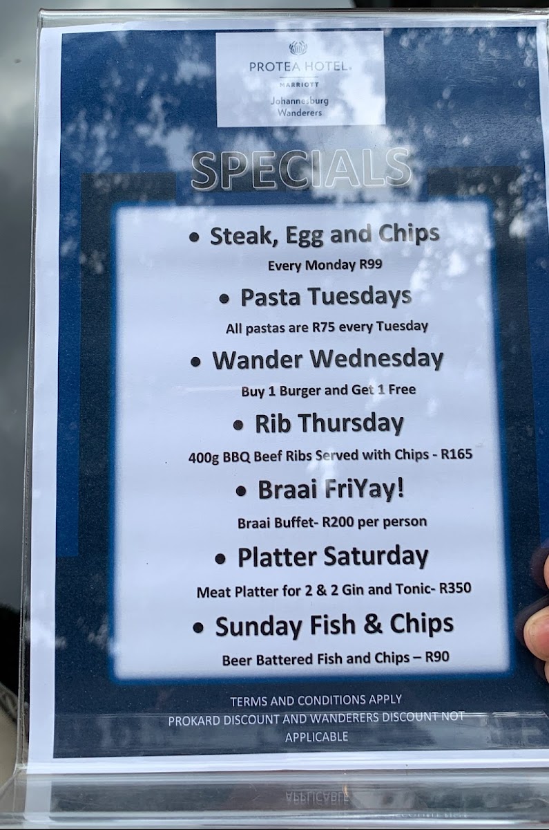 Wanderers Golf Club Restaurant Photo Menu 2