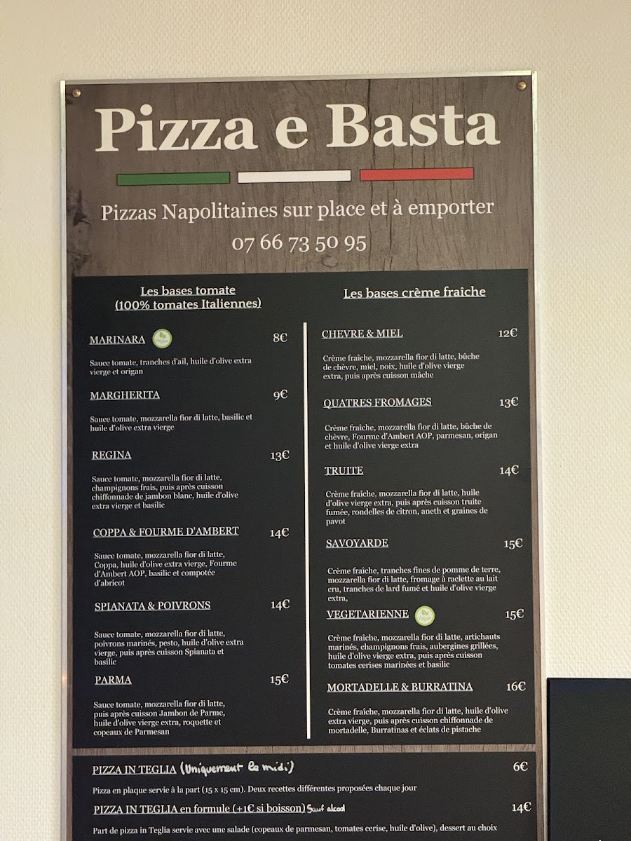 PIZZA E BASTA La Rochelle Photo Menu 3