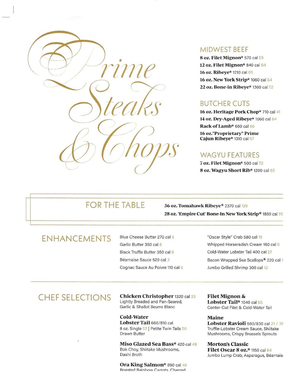 Morton's The Steakhouse - Desert Diamond Photo Menu 1