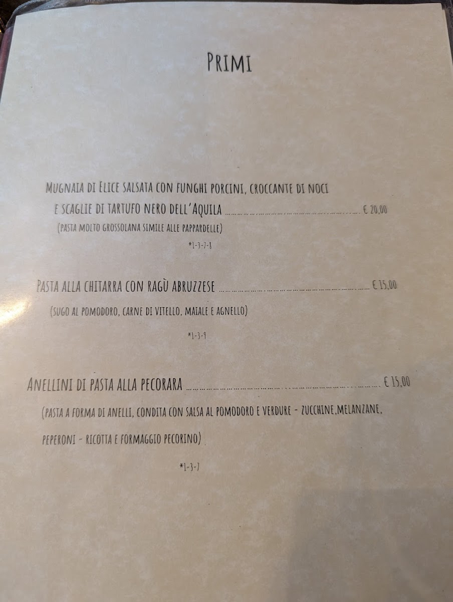 Osteria Rifugio d'Abruzzo Photo Menu 1
