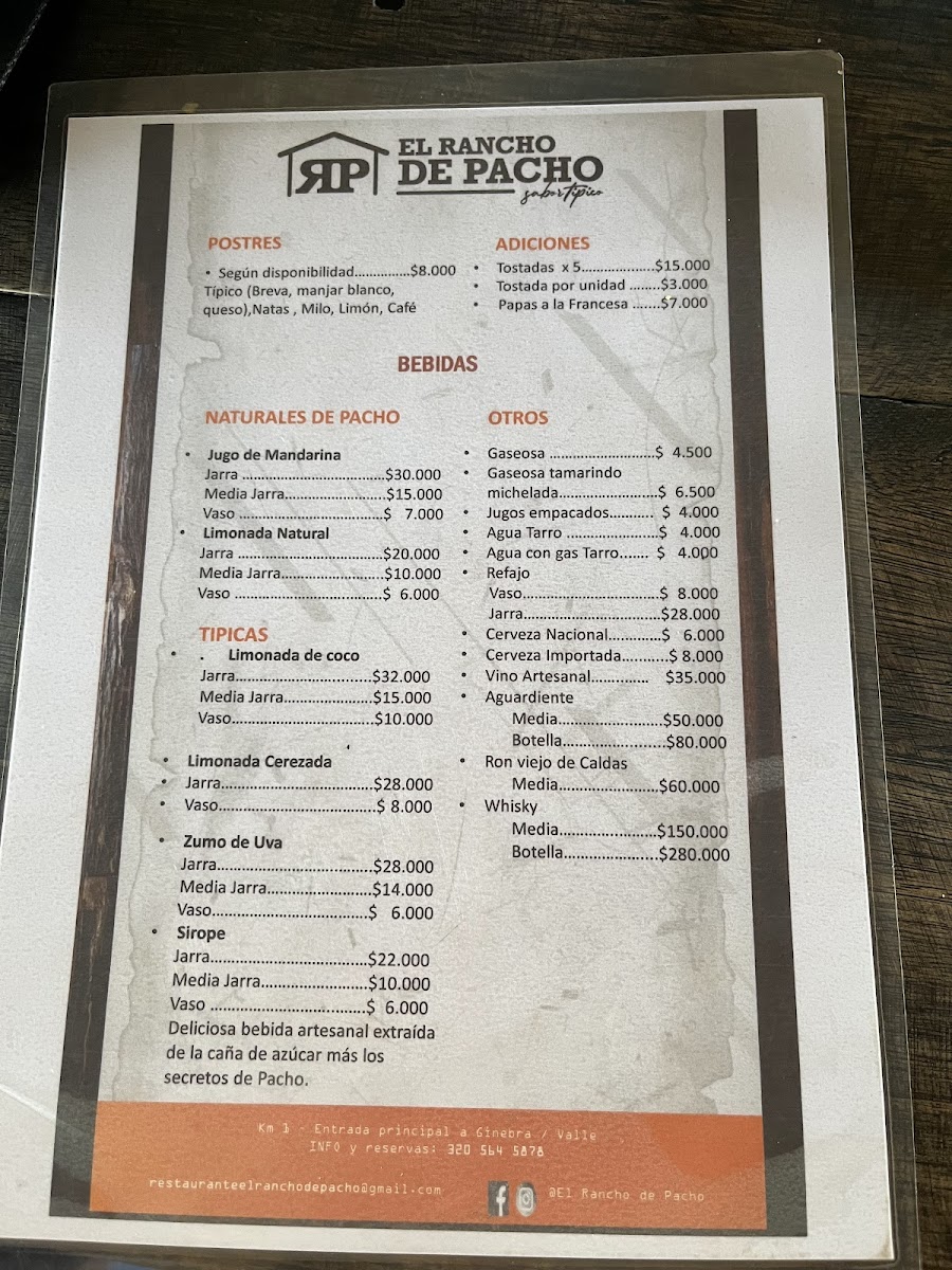 El Rancho de Pacho Photo Menu 1