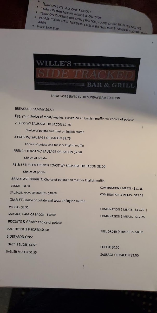 Wille's SideTracked Bar & Grill Photo Menu 1