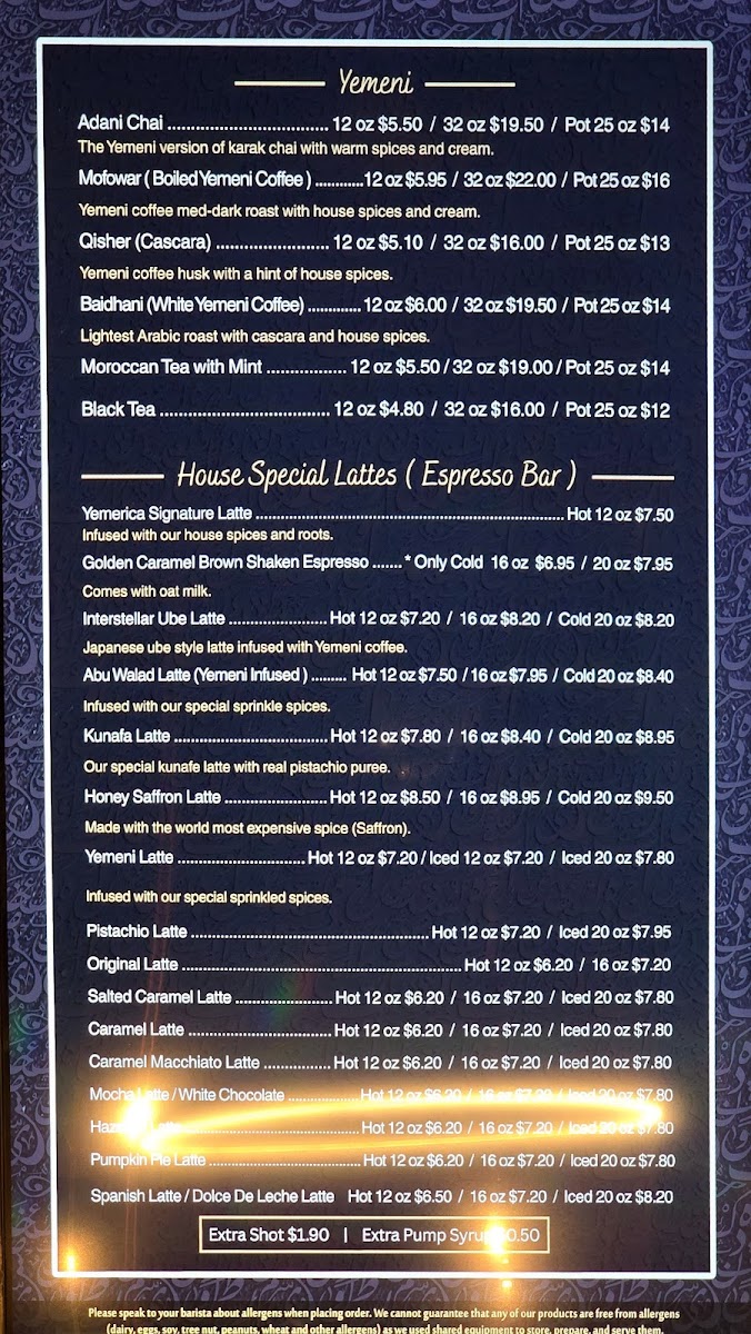 Yemerica Coffee Photo Menu 5