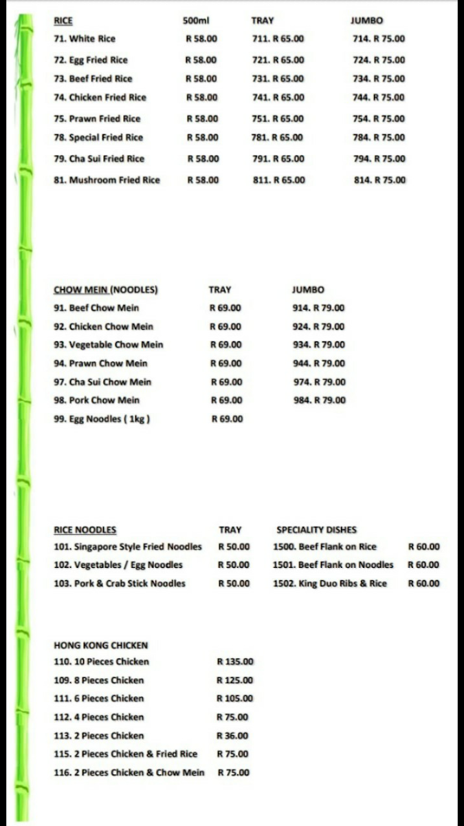 Andys Chinese takeaway Photo Menu 1