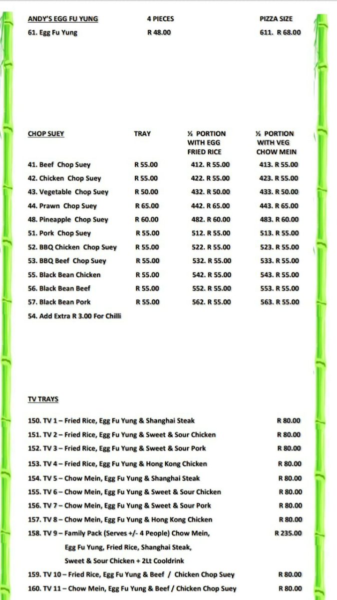 Andys Chinese takeaway Photo Menu 3