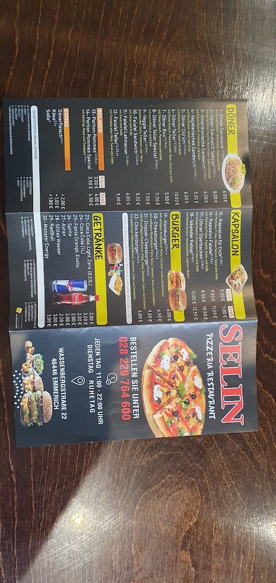 Selin Pizzeria Restaurant Photo Menu 1