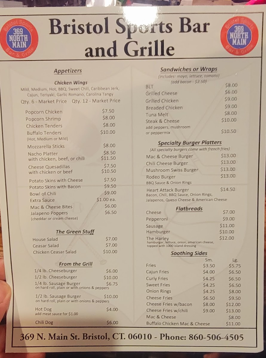 Bristol Sports Bar & Grille Photo Menu 1