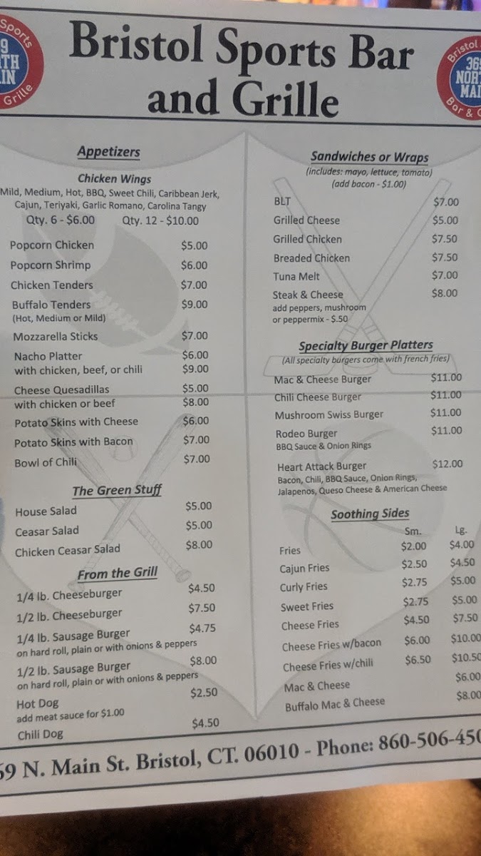 Bristol Sports Bar & Grille Photo Menu 2