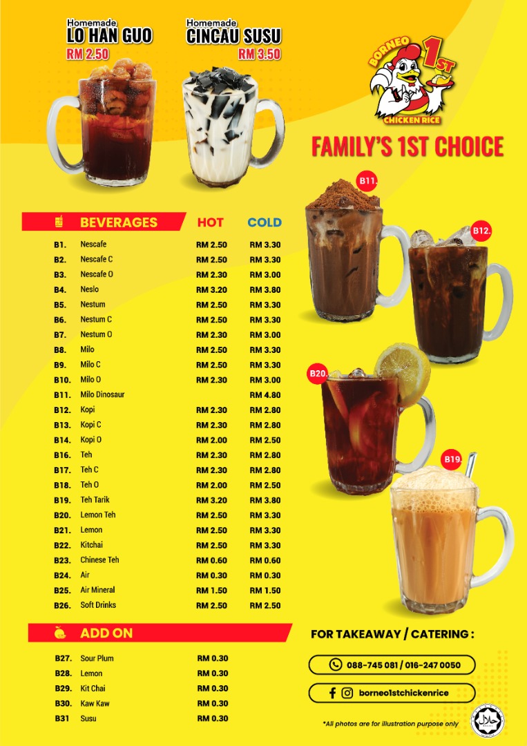 Borneo 1st Chicken Rice Inanam Photo Menu 1