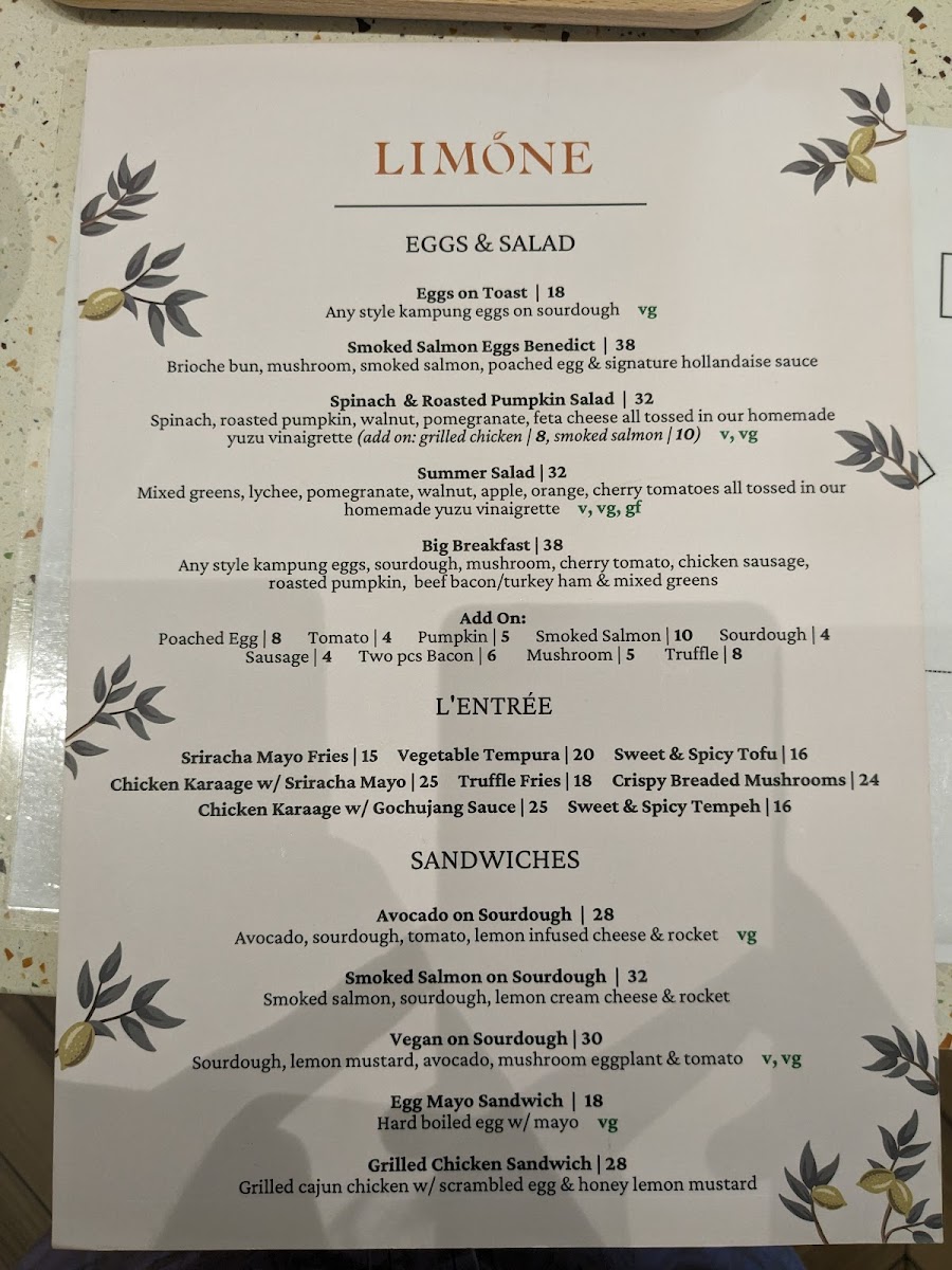 Limóne, Bukit Damansara Photo Menu 2
