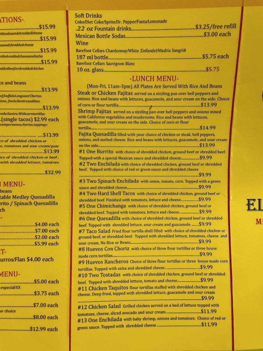 El Sombrero Mexican Restaurant Photo Menu 10