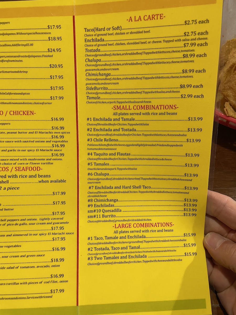 El Sombrero Mexican Restaurant Photo Menu 2