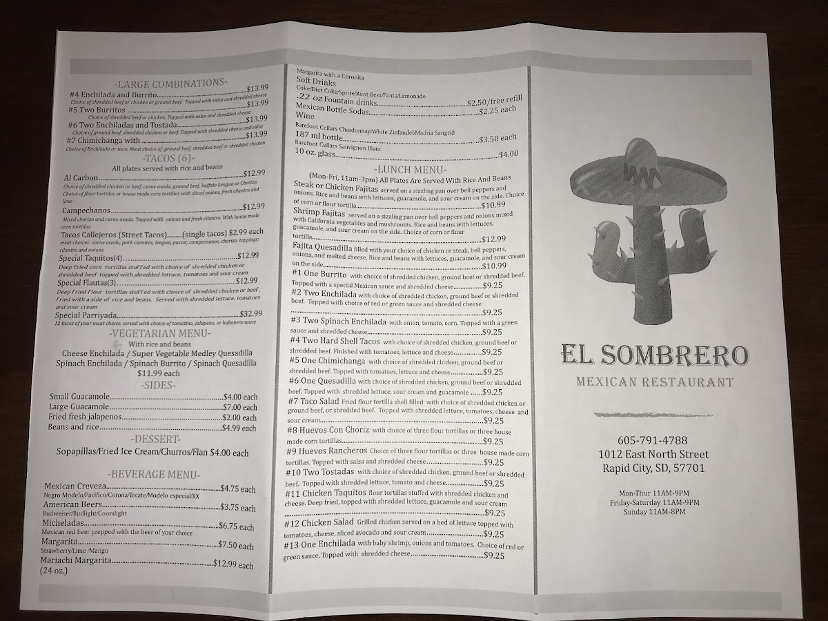 El Sombrero Mexican Restaurant Photo Menu 4