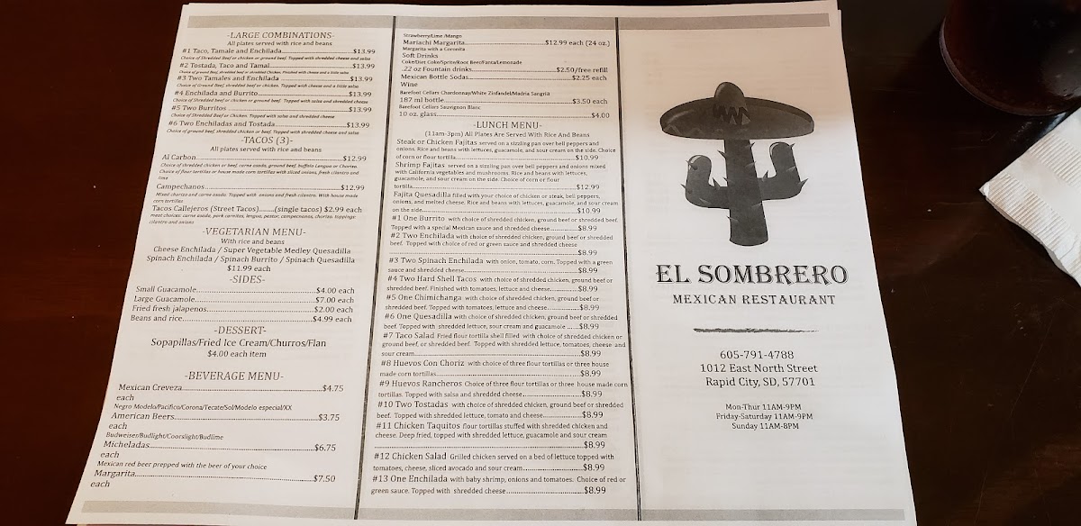 El Sombrero Mexican Restaurant Photo Menu 8