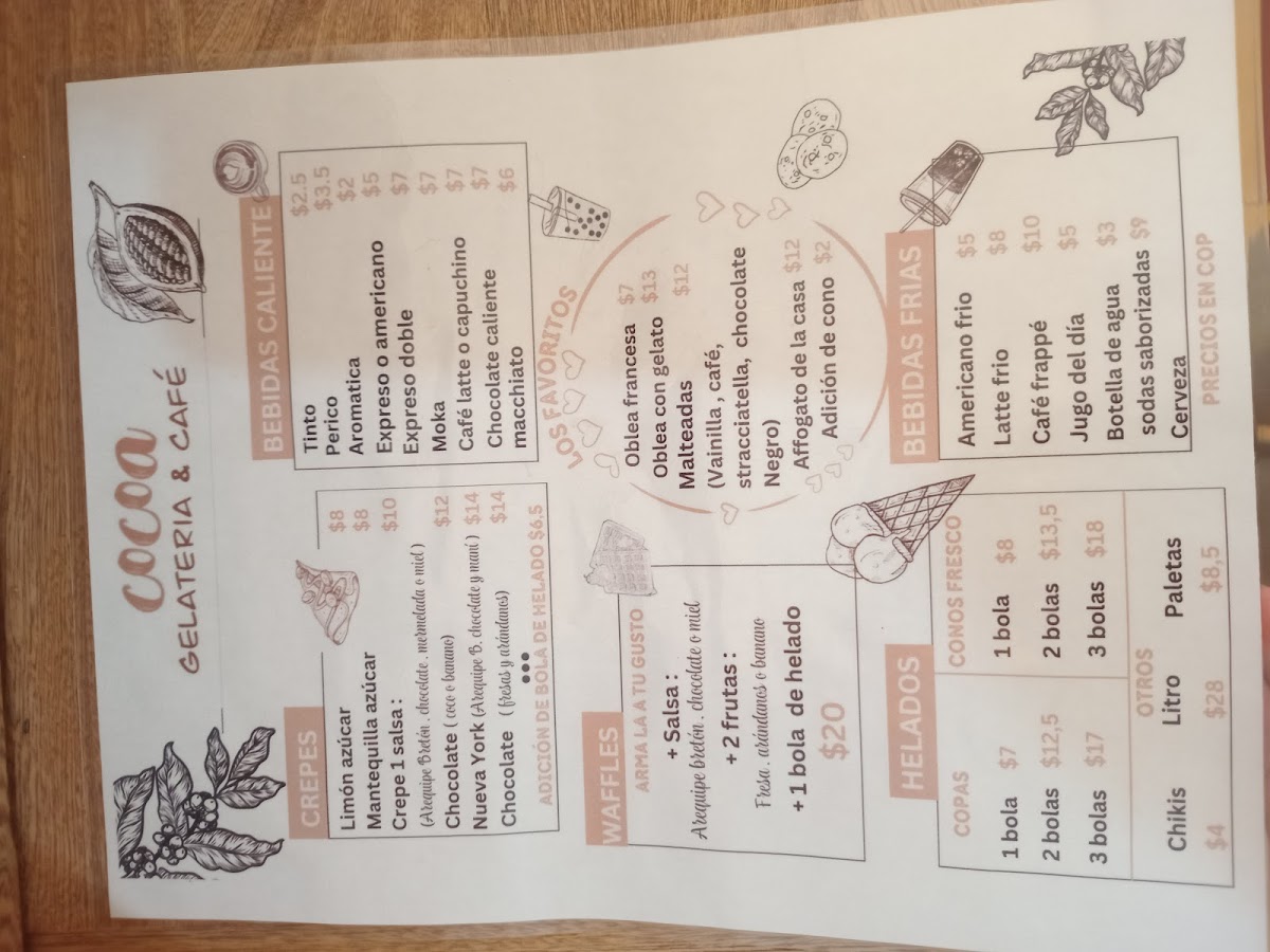 Cocoa Café Gelateria Photo Menu 1