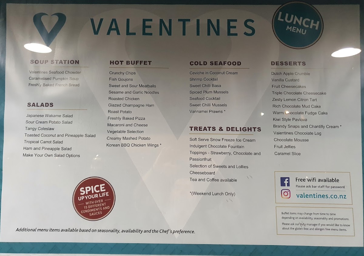Valentines Manukau Photo Menu 2