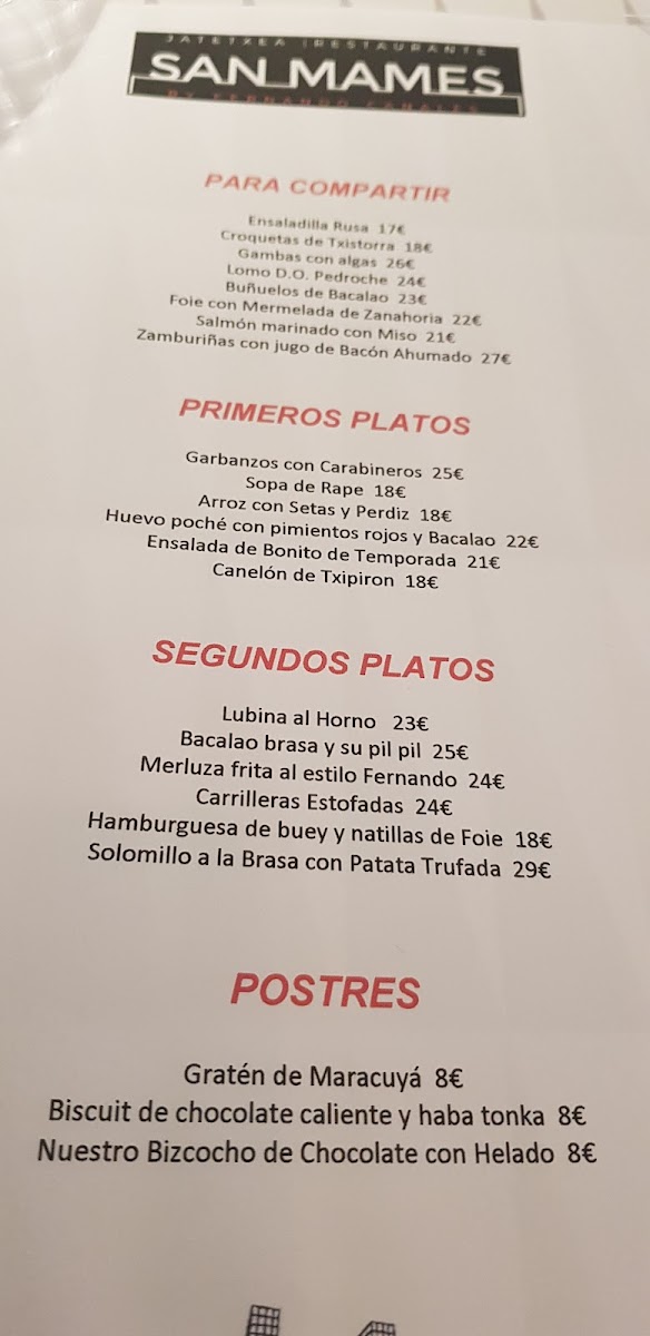 San Mamés Jatetxea Photo Menu 8