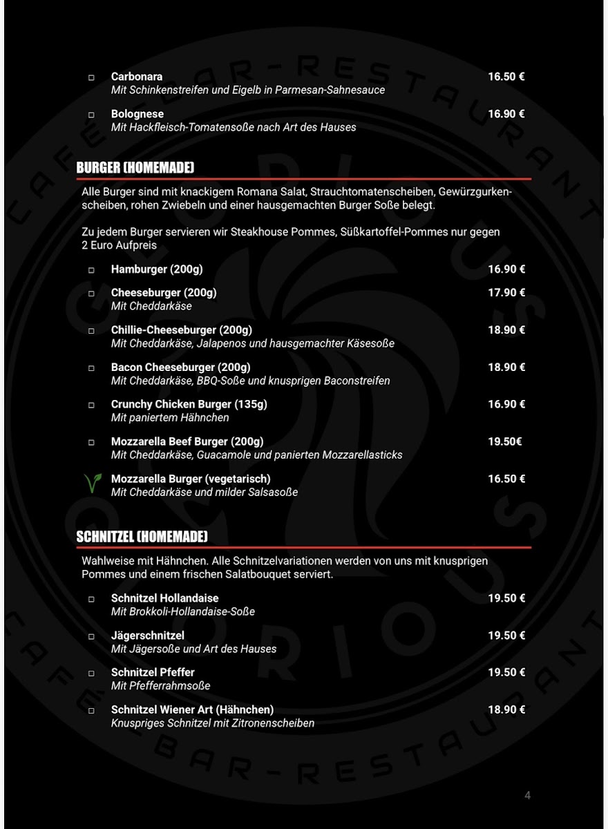Glorious Café - Bar - Restaurant Photo Menu 3