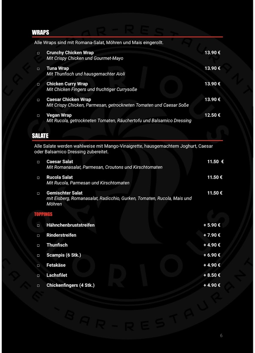Glorious Café - Bar - Restaurant Photo Menu 7