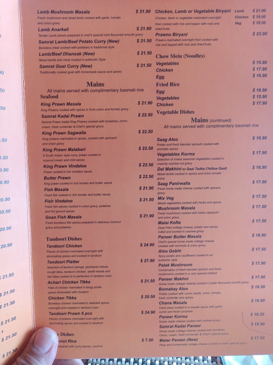 Samrat Indian Restaurant Photo Menu 3