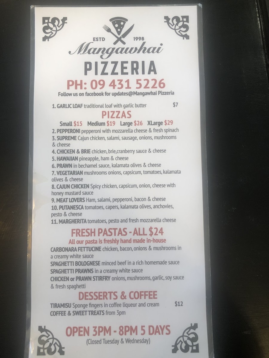 Mangawhai Pizzeria Photo Menu 3
