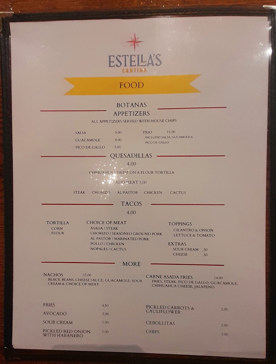 Estella's Cantina Photo Menu 3