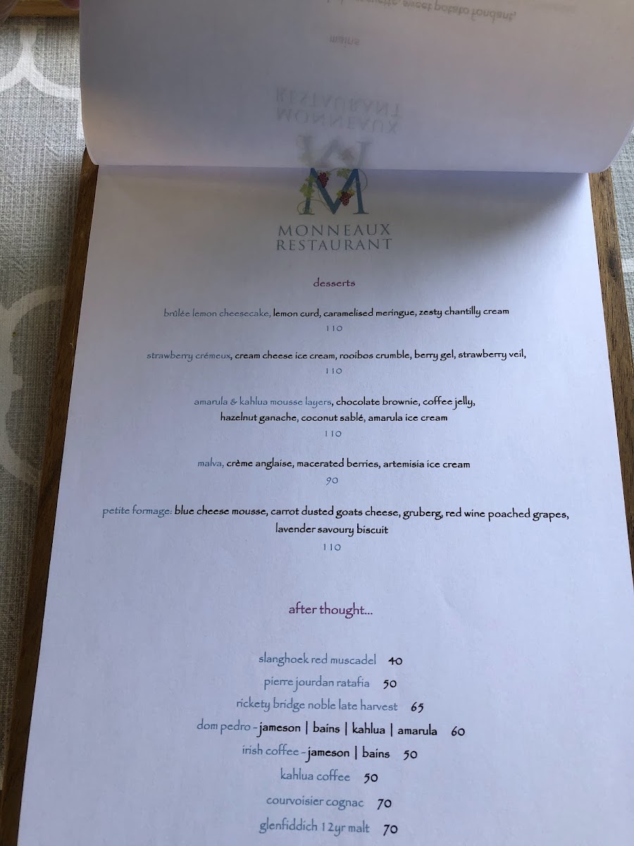 Monneaux Restaurant Photo Menu 2