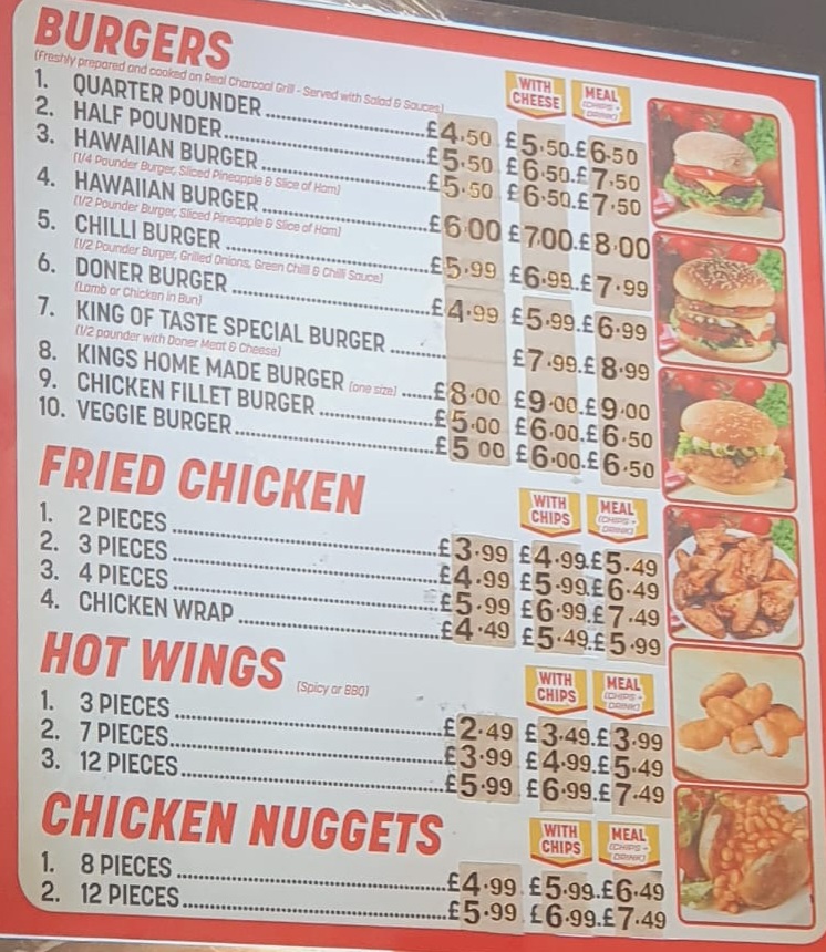 King of Taste Photo Menu 1