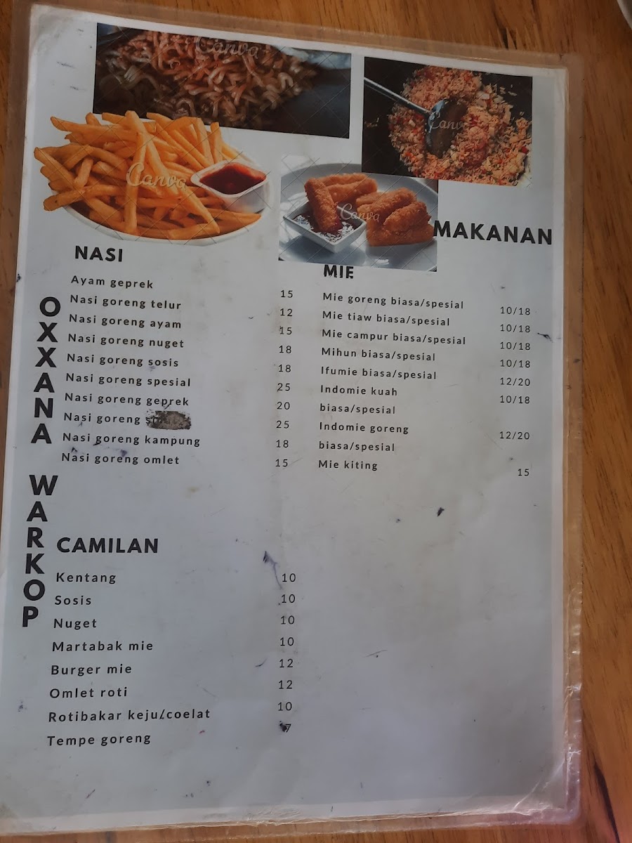 Oxxana warkop Photo Menu 1