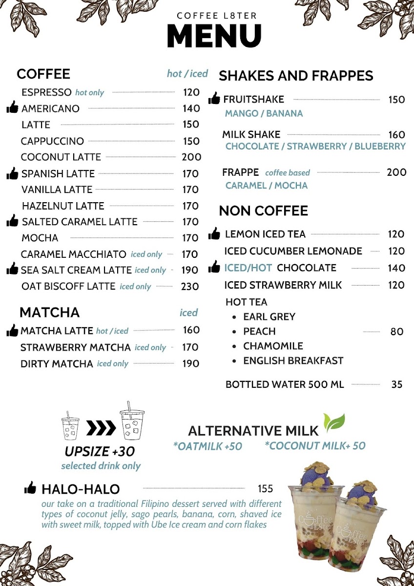 Coffee L8ter Photo Menu 2