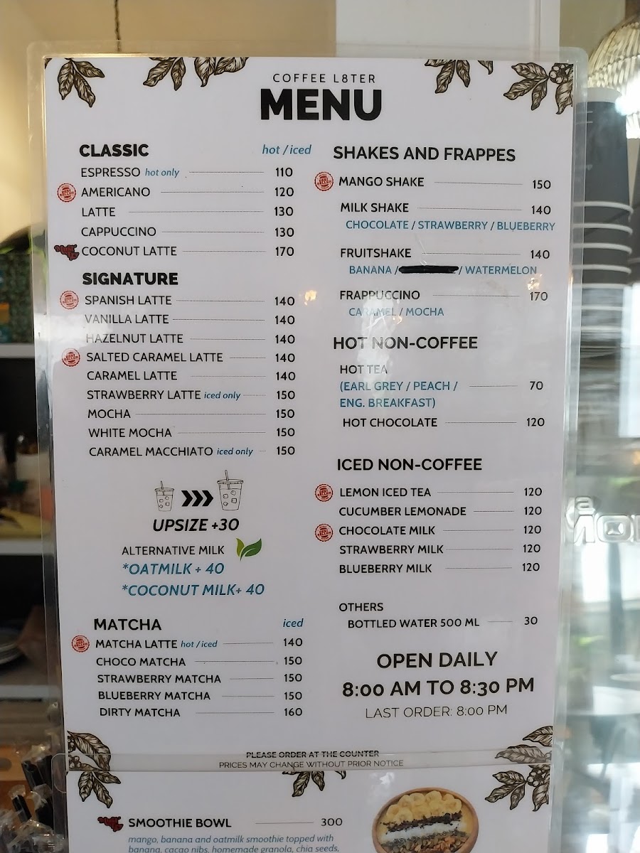Coffee L8ter Photo Menu 6