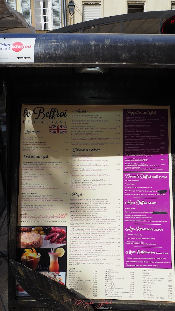 Le Beffroi Photo Menu 3