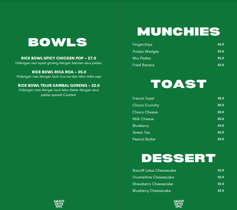 Curated Coffee Space Photo Menu 2