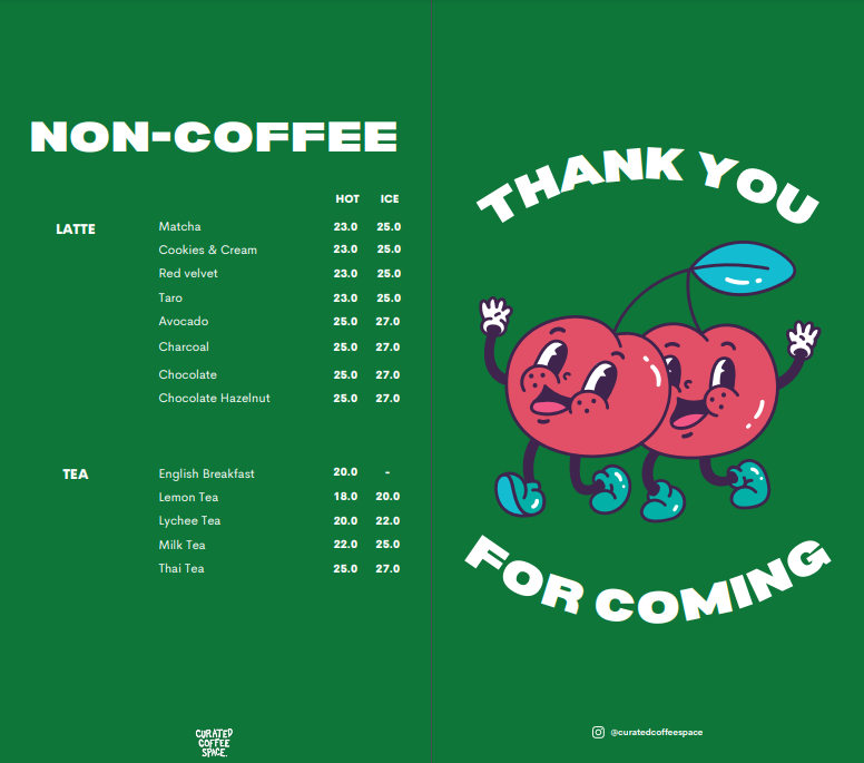 Curated Coffee Space Photo Menu 3