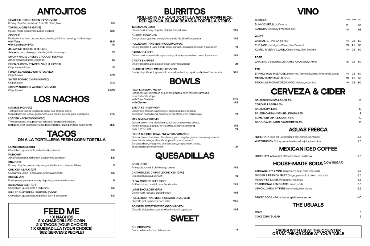 Fonda Mexican Canberra Photo Menu 1