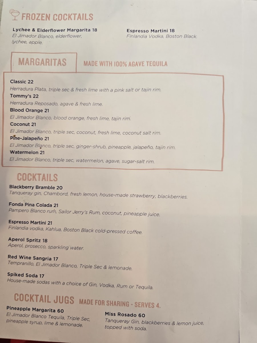 Fonda Mexican Canberra Photo Menu 2