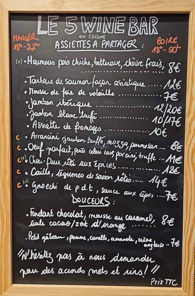 Le 5 Wine Bar Photo Menu 1