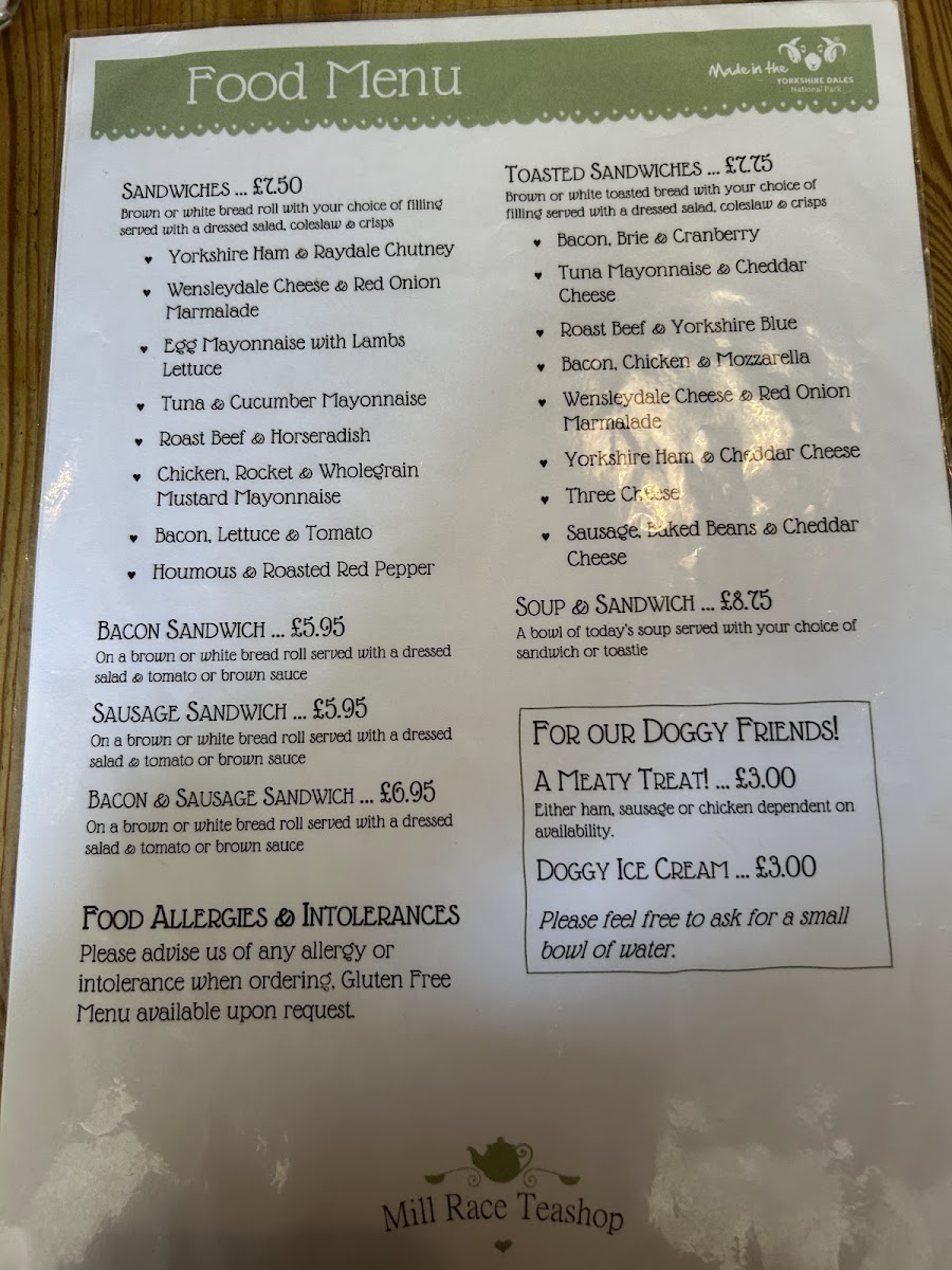 Mill Race Teashop Photo Menu 2