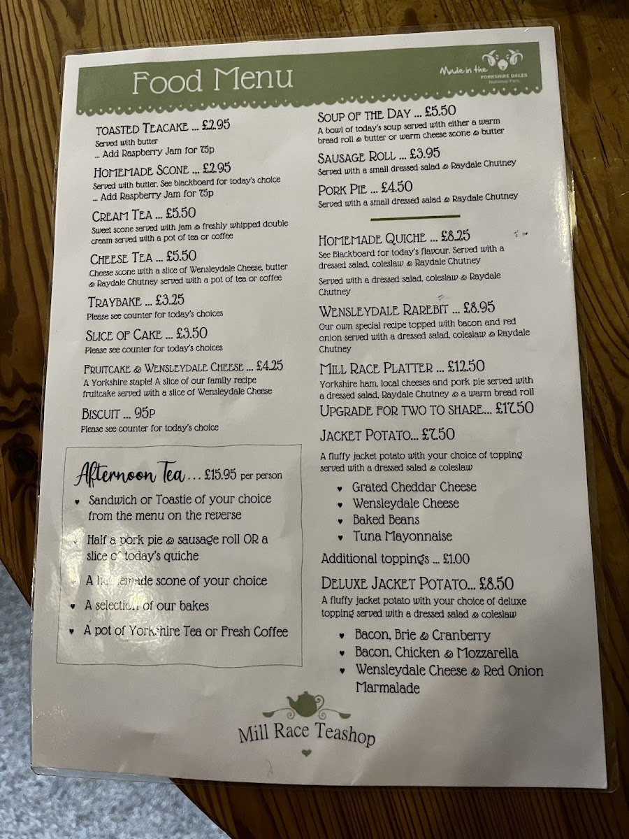 Mill Race Teashop Photo Menu 5