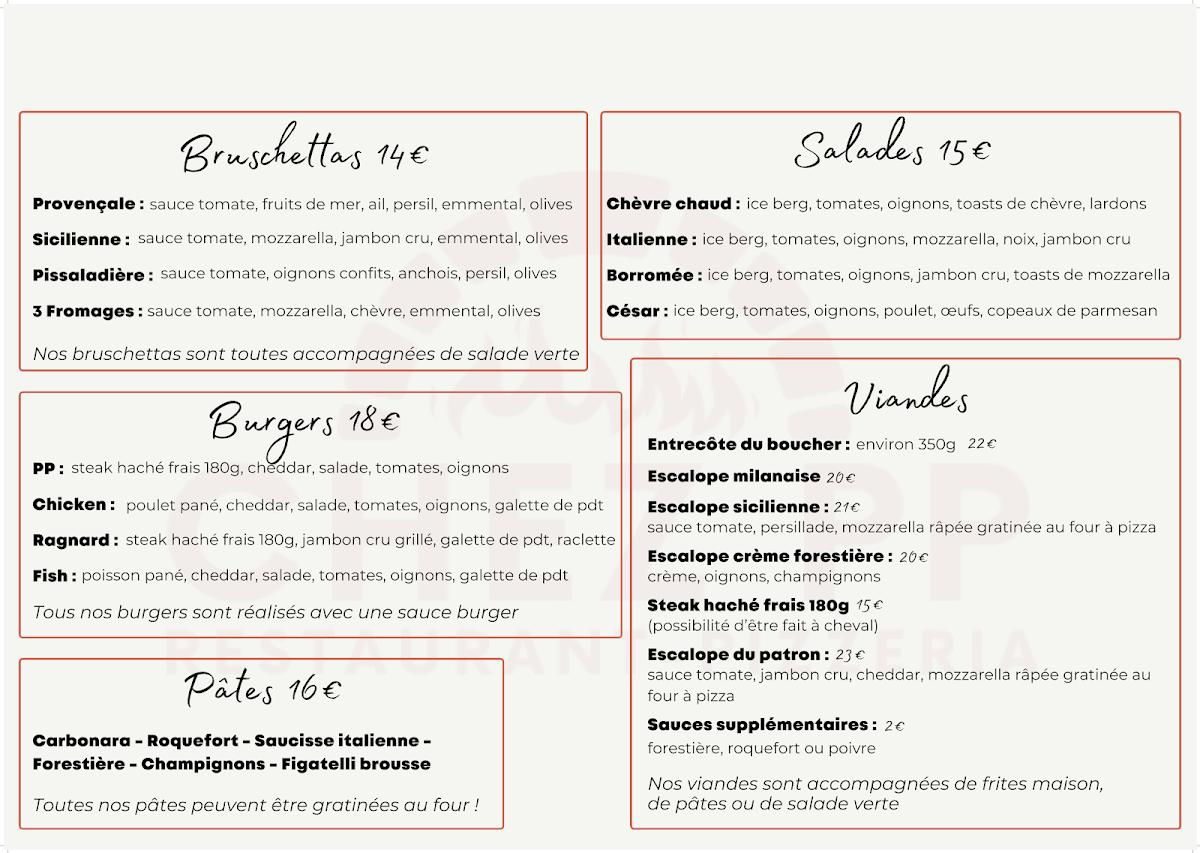 Chez Pp Restaurant - Pizzeria Photo Menu 1