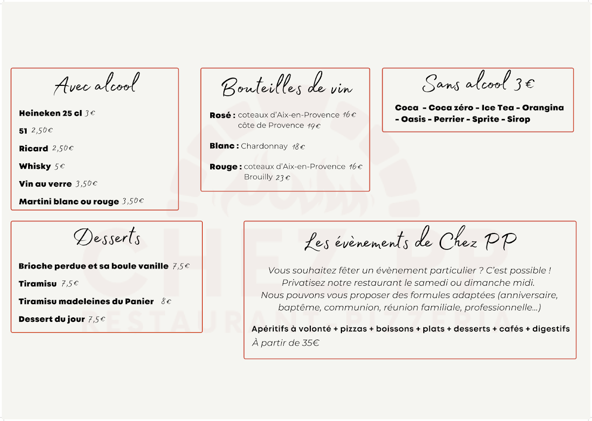 Chez Pp Restaurant - Pizzeria Photo Menu 3