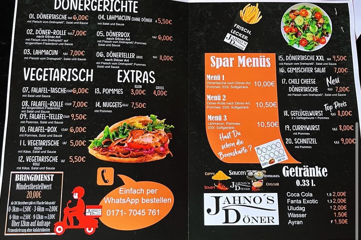 Jahno‘s Döner Photo Menu 1