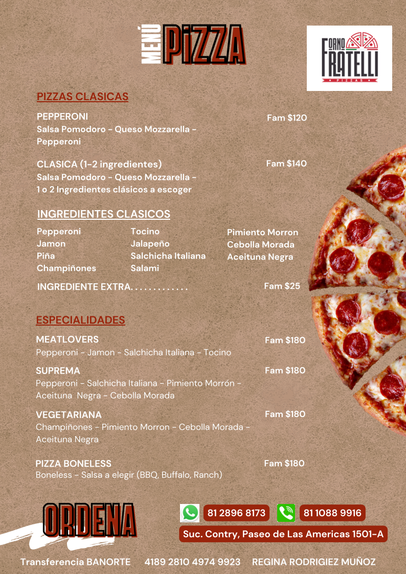 Forno Fratelli Pizzas Photo Menu 1