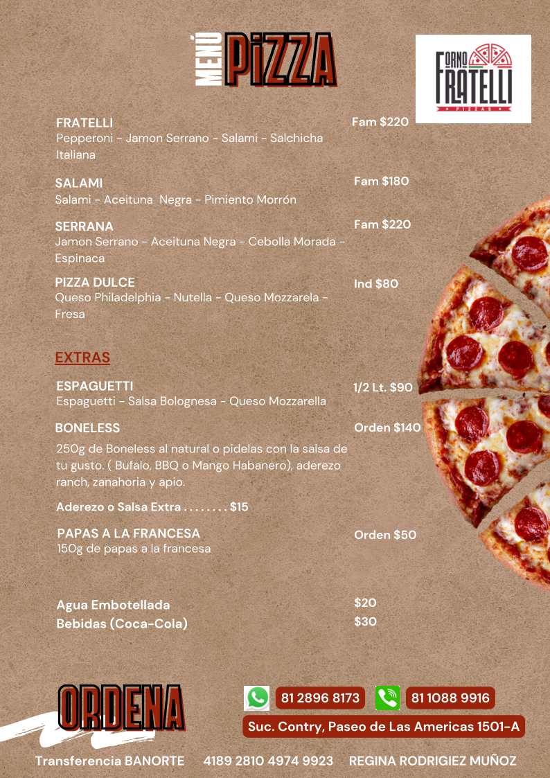Forno Fratelli Pizzas Photo Menu 2