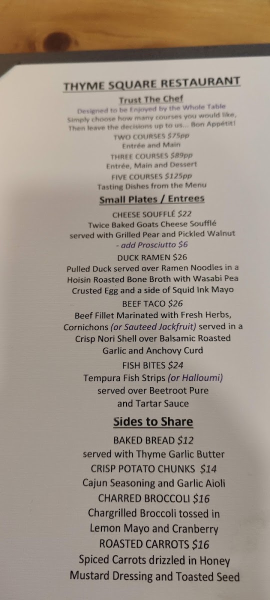 Thyme Square Restaurant Photo Menu 5