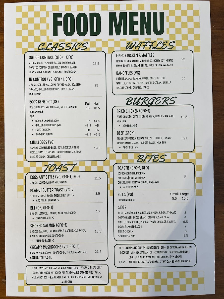Ground Control Cafe Photo Menu 1