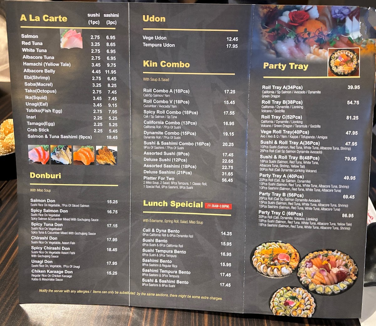 Kin Sushi - Vaughan Photo Menu 1