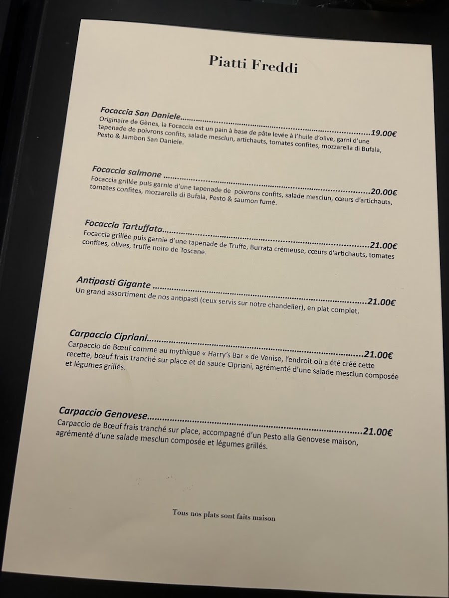 Bacio Divino - Restaurant Italien Lille Photo Menu 1