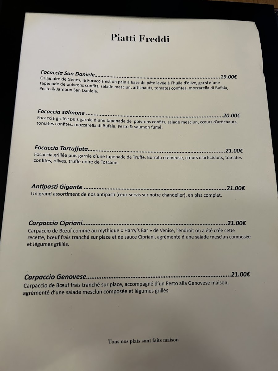 Bacio Divino - Restaurant Italien Lille Photo Menu 2