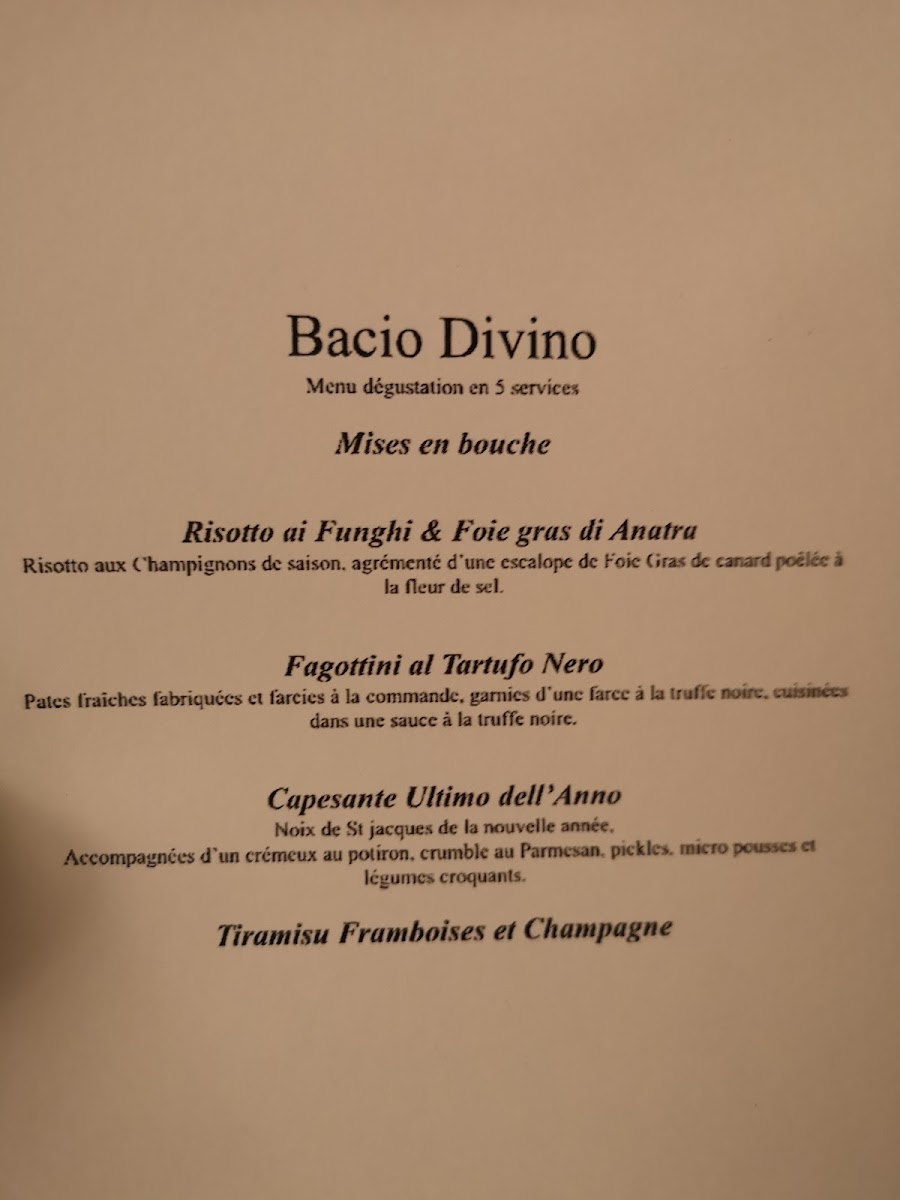 Bacio Divino - Restaurant Italien Lille Photo Menu 8